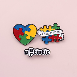 Fabricante esmalte autismo conciencia broche autismo hablar botón Pin insignia rompecabezas pieza diseño autismo mamá solapa Pin - Product Image 2