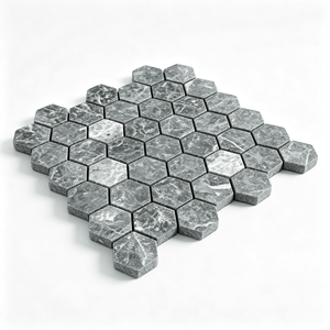 Plaque de mosaïque hexagonale en marbre vert foncé, 305x298mm, épaisseur 10mm, pour la décoration des murs et sols intérieurs - Product Image 1