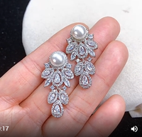 Boucles d'oreilles en Zircon, classique, bijoux de fête de mariage, goutte d'eau, pendentif en perle, clou d'oreille pendante