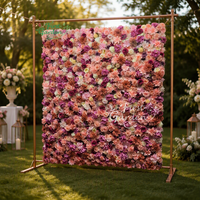Dekorasi Dinding Buatan Merah Muda Banyak Warna Bunga Hydrangea Eustoma Mawar Adegan Pernikahan Hotel Restoran Perusahaan Desain Salon Kecantikan