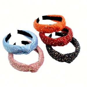 Paillettes à larges bords nouées bandeau brillant haut crâne haut tendance doux et simple bandeau polyvalent coiffure de mode - Product Image 5