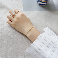 Bracelet à breloques en argent sterling 925 plaqué or 18 carats avec perles de cristal autrichien pour femmes