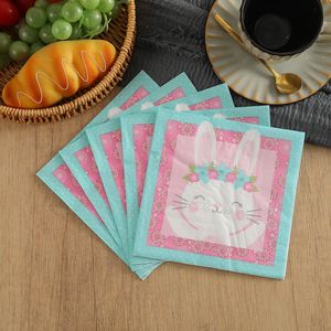 Printed Rabbit Shaped Paper Napkins 33x33cm Easter Party Disposable Tableware <b>Decorations</b> - Product Image 3