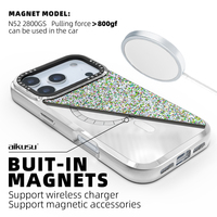 Étui de téléphone portable Aikusu en tissu scintillant argenté orné de strass pour iPhone 17 16 15 14 13 Air Plus Pro Max