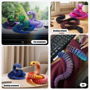 Serpiente de Plástico Impresa en <span class=keywords><strong>3D</strong></span> de 30 Pulgadas, Articulada y Móvil, Juguete Educativo para Niños y Coleccionistas, Decoración para el Hogar/Oficina (Arcoíris) - Product Image 3