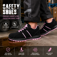 Chaussures de travail et de sport AOXIANG noires confortables et durables pour femmes, respirantes, en daim, avec semelle intermédiaire en PU, embout en acier, antidérapantes, décontractées, hiver-printemps