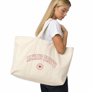 Sac fourre-tout en toile robuste avec poche avant et poche intérieure, grande capacité, sac de shopping réutilisable en coton pour femmes, plage - Product Image 1