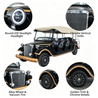 Véhicule de golf électrique vintage classique pour 11 passagers, idéal pour les centres de villégiature et les visites touristiques - Fabrication ODM/OEM