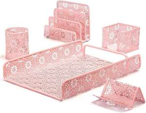 Juego de Organizadores de Papel para Oficina y Hogar, Color Rosa, Diseño de Girasol, para Mujeres y Niñas, 5 Piezas, Gran Venta - Product Image 1