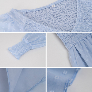 Abiti da Donna 2026: Eleganti Vestiti Lunghi da Donna con Maniche Lunghe, Scollo a V e Motivo a <span class=keywords><strong>Pois</strong></span>, Abito Casual - Product Image 3