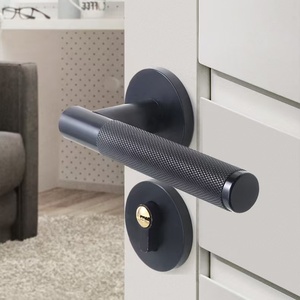 Set di Maniglie per Porte in Ossido di Alluminio di Lusso, Facili da Installare, Maniglie Rotonde per Porte Interne con Funzione Privacy e Design Zigrinato Dorato - Product Image 1