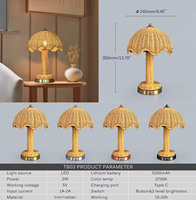 Lampe de table sans fil flexible en osier avec commande tactile, batterie rechargeable, abat-jour en bambou, pour mariages, événements, décorations d'hôtels