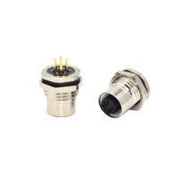 Panel trasero impermeable IP67 M12, montaje hembra, PCB, 2, 3, 4, 5, 6, 8, 12 Pines, conector chapado en oro