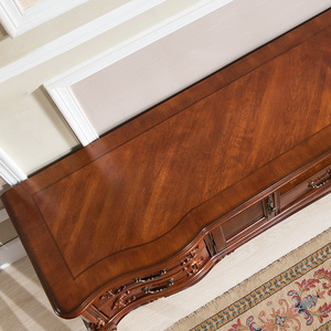American-style Classic Solid Wood <strong>TV</strong> Cabinet, <strong>Vintage</strong> Wooden <strong>TV</strong> <strong>Stand</strong> with Drawers, Living Room Villa Furniture - Product Image 3