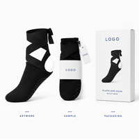 Chaussettes de danse et de Pilates Studio Grip, noires, à semelle intégrale, à talon ouvert, avec manchette enveloppante inspirée du ballet, ajustement parfait, pour la barre, lavables, avec gradation de taille