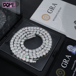 Chaîne en moissanite de 3 mm, 4 mm, 5 mm, chaîne <span class=keywords><strong>tennis</strong></span> glacée, anti-ternissement, certifiée GRA, VVS, collier en acier inoxydable, chaîne <span class=keywords><strong>tennis</strong></span> en moissanite - Product Image 4