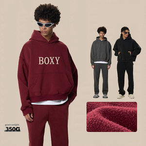 Sweat à capuche personnalisé pour hommes 350 Gsm recadrée pour hommes coupe boxy sweat à capuche de haute qualité vierge lavé pullover brodé - Product Image 2