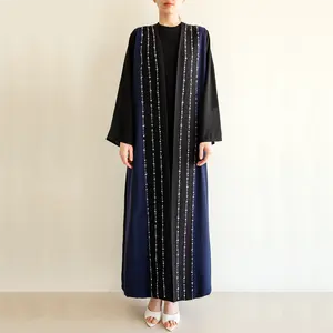 Nieuwe Abaya Ontwerpen 2024 Eid Gebed Ramadan Kralen Bloemen Pailletten Borduurwerk Nida Nieuw Model Dubai Luxe Abaya