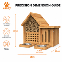 Maison pour insectes en bois carbonisé durable avec piquet métallique pour l'attraction des pollinisateurs dans le jardin