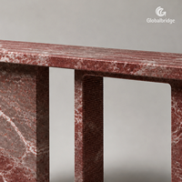 Table console contemporaine de luxe léger en marbre rouge multicolore sur mesure pour projets hôteliers et de villas