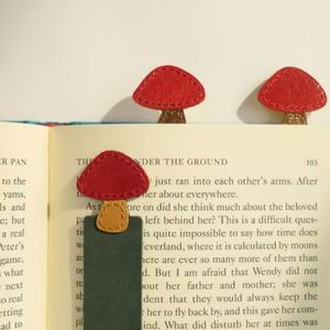 Creative PU Leather Mushroom <b>Bookmark</b> School Office Accessory Cute Page Marker Clip Decorative Book Page Holders for Book Lovers - Product Image 2