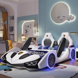 <span class=keywords><strong>Letto</strong></span> a Forma di Auto per Bambini, <span class=keywords><strong>Letto</strong></span> Singolo in Legno Massello con Ringhiera, Design Cartoon per Ragazzi e Ragazze, Uso Scolastico - Product Image 1