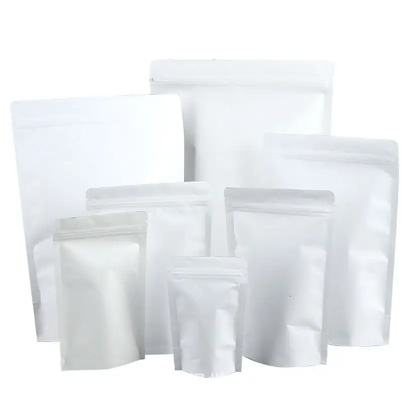 Biodegradable रीसायकल प्राकृतिक क्राफ्ट पेपर पन्नी अटे खड़े हो जाओ बैग जिपर चाय पाउडर कॉफी खाद्य पैकेजिंग बैग
