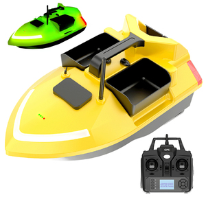 Bateau à appâts de pêche V020 jaune à longue autonomie avec 3 compartiments, portée de 500 m, télécommande GPS 40 points, sondeur de poissons pour carpes - Product Image 1