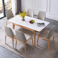Table à manger extensible rectangulaire moderne nordique haut en pierre frittée en bois de frêne massif pour petit appartement maison salon