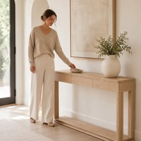 Table console moderne en bois massif avec 3 tiroirs, coins arrondis, pour couloir, entrée, salon