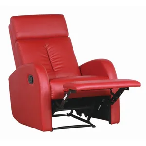 Juego de sillones de sofá eléctrico multifunción de un solo asiento genuino, sillón reclinable de cuero rojo