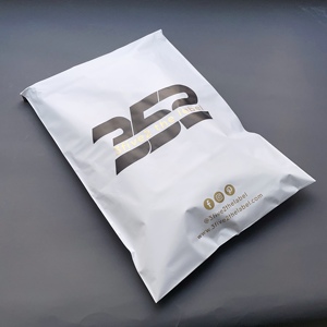 Custom Matte White Poly Mailers With Black & Gold Logo Print Self Adhesive <b>Waterproof</b> Plastic Shipping Courier Bags For Clothing - Product Image 5