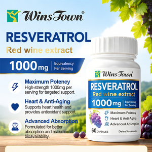 Cápsulas de Complejo de Resveratrol, Extractos Botánicos, Soporte Antioxidante, Bienestar Celular, Suplemento Dietético para Adultos, 60 Unidades, 0.6g, OEM - Product Image 2