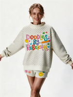 Nouveauté : Sweat-shirt à col montant pour femme, à pois, longueur allongée, avec logo brodé personnalisé