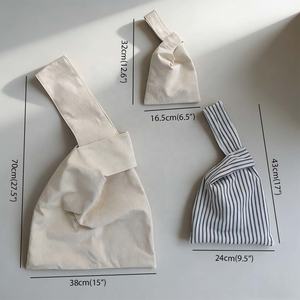 Sac à main carré en toile de coton doux, style japonais <span class=keywords><strong>et</strong></span> coréen, avec nœud, imprimé intégral, taille personnalisée, sac de shopping décontracté - Product Image 5