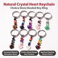 Porte-clés Cœur Bohème en Pierres Naturelles, Breloque de Sac Polyvalente, Pendentif de Sac à Main, Cadeau pour Femmes et Filles