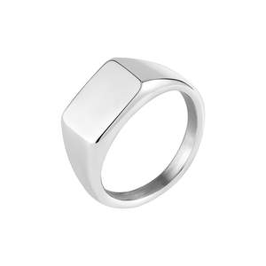 Groothandel Mode Trendy Waterdichte Unisex RVS Op Maat Gemaakt Blank PVD Goud Gegalvaniseerde Vierkante Rechthoekige Signet Ring Heren - Product Image 2