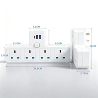 Stop Kontak Dinding 4 Lubang Model UK dengan Port USB dan Saklar Kontrol Utama