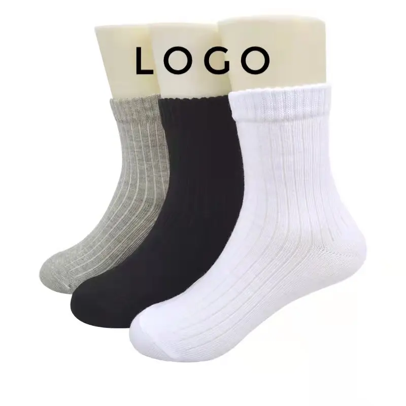 Fantasia de algodão orgânico masculino, meias de malha esportivas preto branco e cinza