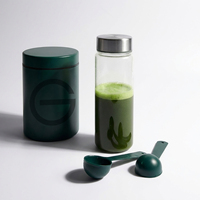 Bouteille d'eau de sport en plastique 12OZ/13OZ/16OZ avec couvercle en acier inoxydable et cuillère, idéale pour jus, lait et protéines en poudre