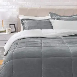 Thoải Mái Màu Xám Đậm Giường Comforter Mềm Plush Fluffy Nhung Flannel Comforter Cho Mùa Đông