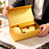 Boîte Cadeau Personnalisée Portable pour Montres et Lunettes, Texture Dorée Haut de Gamme avec Estampage à Chaud, Fermeture Magnétique, avec Doublure
