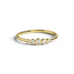 18K Gold Plated Bezel Set Diamond Wedding Band Graduated Round Diamond <b>Ring</b> Dainty Stackable Eternity <b>Ring</b> Fine Jewelry - Product Image 1