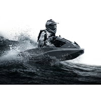 Jet ski électrique prêt à être expédié, embarcation personnelle à grande vitesse 50 km/h, coque noire élégante de luxe, jetboard de course, mini bateau à moteur