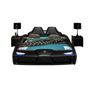 Letto per Bambini a Forma di Auto da Corsa in Legno Moderno con Contenitore a Tema Cartone Animato e Sponda di Sicurezza, Struttura in Legno Resistente, Letto Sportivo per Bambini - Product Image 6