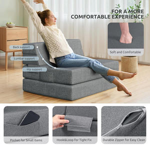 Matelas pliable de 4 pouces, canapé-<span class=keywords><strong>lit</strong></span> pliable, matelas surmatelas en mousse haute densité respirant, <span class=keywords><strong>lit</strong></span> d'appoint portable avec housse lavable - Product Image 6