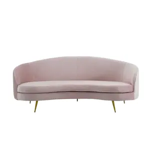 Mobiliário contemporâneo fabricante, sofá grande com veludo em formato de u verde rosa relaxante