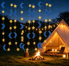 Guirnalda de Papel Brillante DAMAI para Ramadán, Adornos Colgantes de Estrellas y Luna Creciente |   Decoraciones para Fiestas y Artículos de Decoración para Techos - Product Image 2