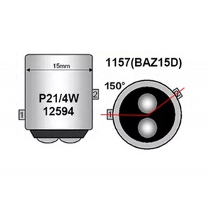 Bombilla <span class=keywords><strong>led</strong></span> de freno trasero para estacionamiento, luces de 12v-24v, rojo 566 P21/4W 7225 BAZ15d 1122, BA15D BAY15D, 2835 24SMD - Product Image 5