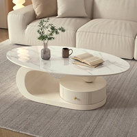 2025 Creative Crème Style Italien Minimaliste Rock Plaque Table À Thé Petite Table Basse Ovale En Métal pour Appartement Salon